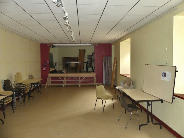 Rez-de-chaussée, salle de spectacle. Vue de volume prise de l'ouest.