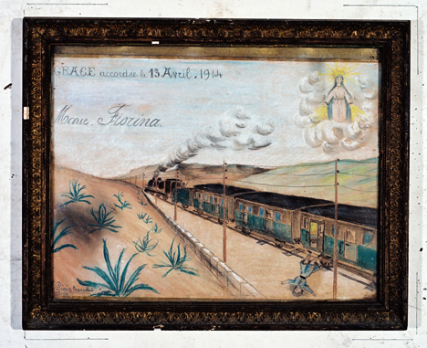 ex-voto, tableau : Chute d'un enfant d'un train en marche, Marie Fiorina