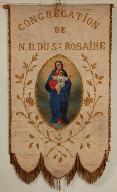 Bannière de procession, bannière de la confrérie de Notre-Dame-du-saint-Rosaire (N°1) : Vierge à l'Enfant