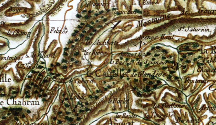 Carte de Cassini : Le Castellet de Glandeve.