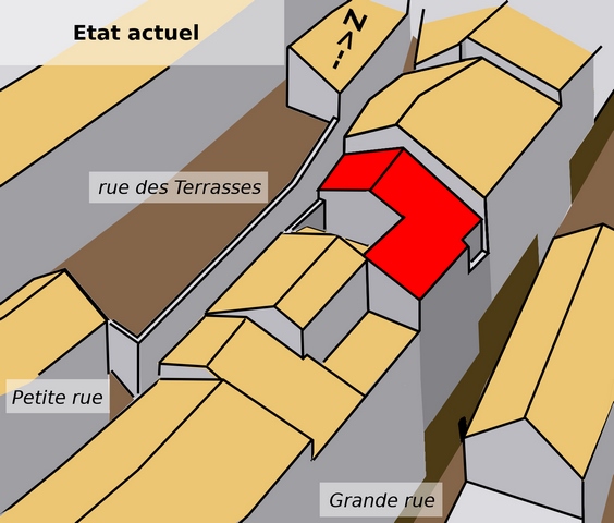 Le bâtiment dans son quartier, état actuel.