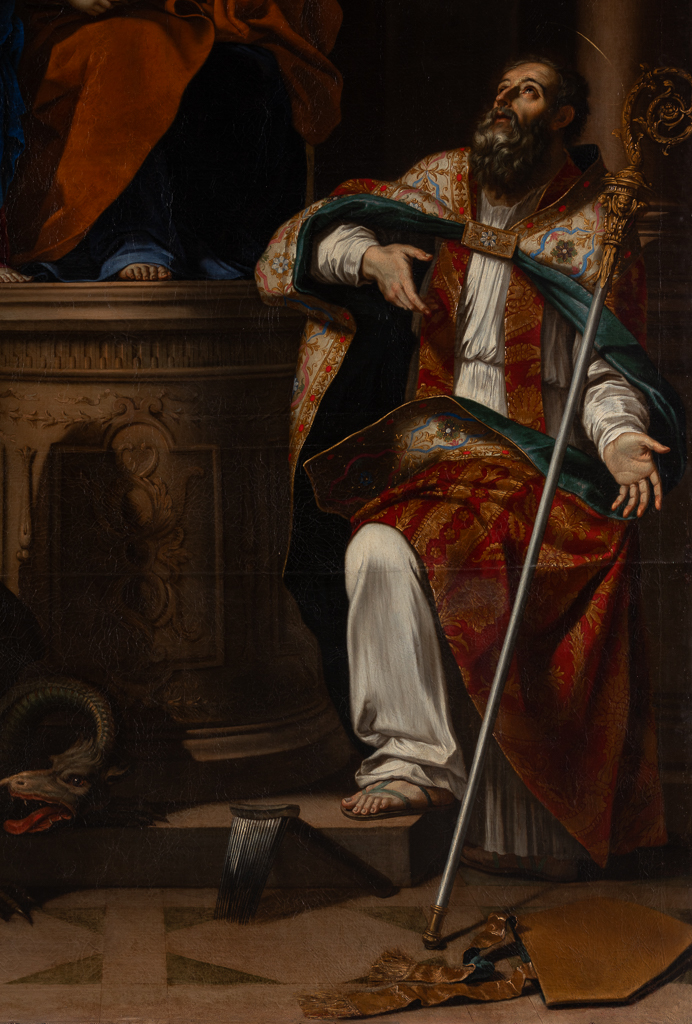 tableau : L'Education de la Vierge, avec sainte Marguerite et saint Blaise de Sébaste