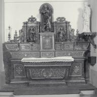 ensemble de l'autel secondaire de Saint-Roch et Saint-Marcel (autel, 2 gradins d'autel, tabernacle, retable, exposition, 3 statues)