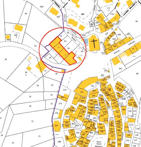 Plan de masse et de situation, d'après le cadastre de 2022 (section 000F). Echelle d'origine 1/500e.