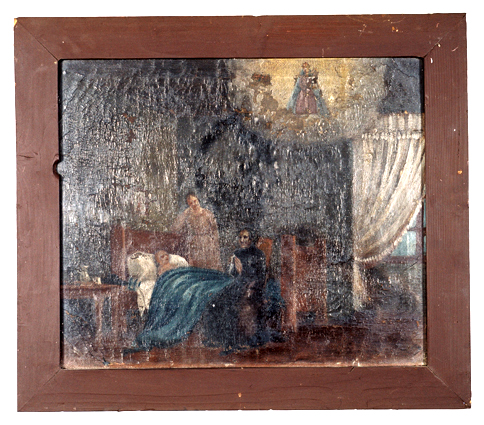 ex-voto, tableau : Demande de guérison d'un enfant à la couverture bleue