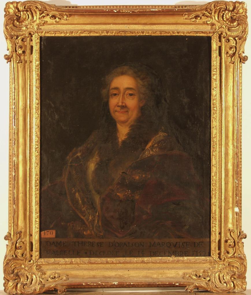 Tableau (donatif) : portrait de Thérèse d'Oraison marquise de Valbelle, cadre