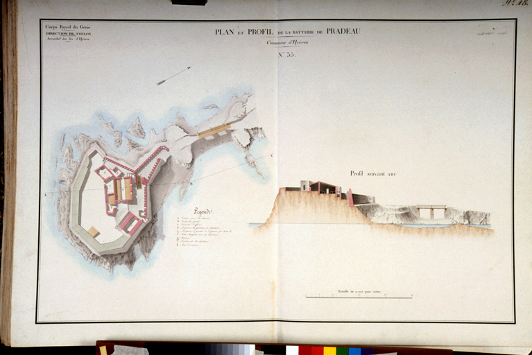 Plan et Profil de la Batterie du Pradeau. 1818-1822