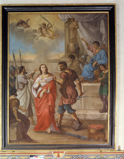Paire de tableaux en pendant : les martyres de sainte Agathe et saint Laurent