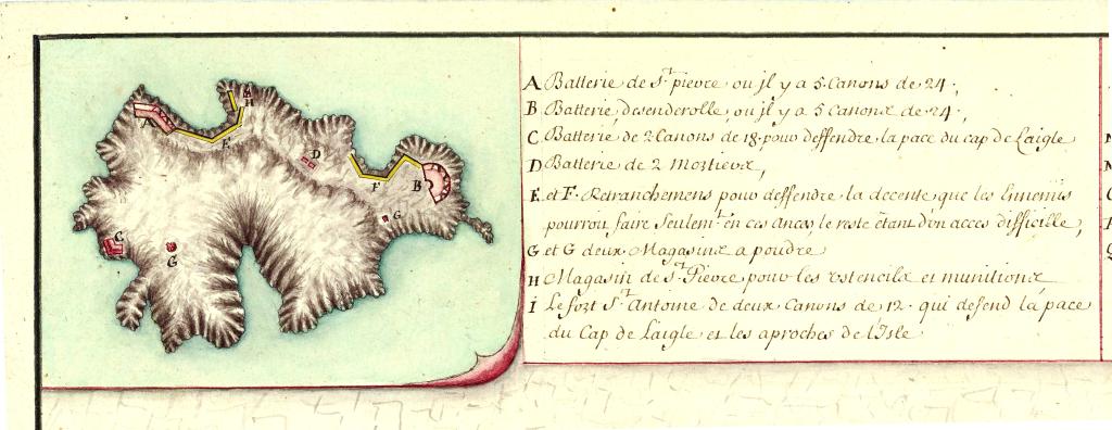 Plan de La rade de la Ciotat, c. 1696. Détail : l'île Verte.
