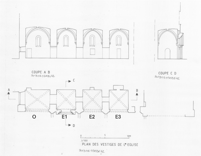 Plan des vestiges de l'église [relevés en 1983].
