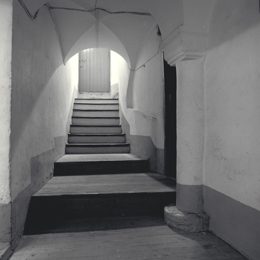 Rez-de-chaussée. Vestibule Aa. Partie sud. Vue prise vers l'escalier des étages.