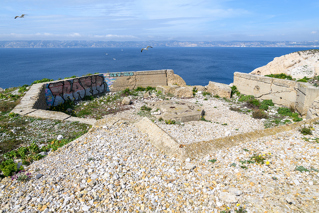 Batterie sudwall, 5eme cuve à casemate abri Regelbau M 158, cuve, vue du dessus de la casemate-abri