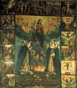 tableau : La Vierge et l'Enfant remettant le rosaire à saint Dominique et sainte Catherine de Sienne, les scènes du rosaire, les scènes du rosaire