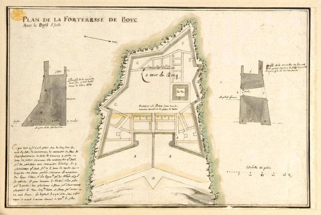 Plan de la forteresse de Bouc, c. 1637.