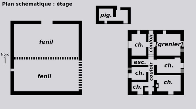 Plan schématique : premier étage (bâtiment du logis).