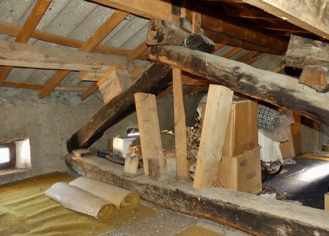 Partie nord. Etage de comble, séchoir nord. Ferme de la charpente.