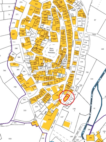 Plan de situation, d'après le cadastre de 2021 (section 000F). Echelle d'origine 1/500e.