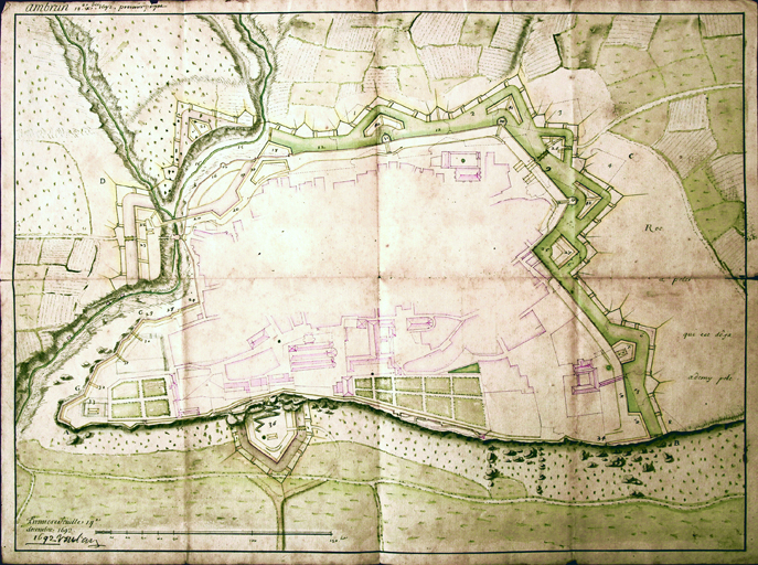 Ambrun. Premier projet. [Plan du premier projet Vauban pour Embrun], 14 décembre 1692.