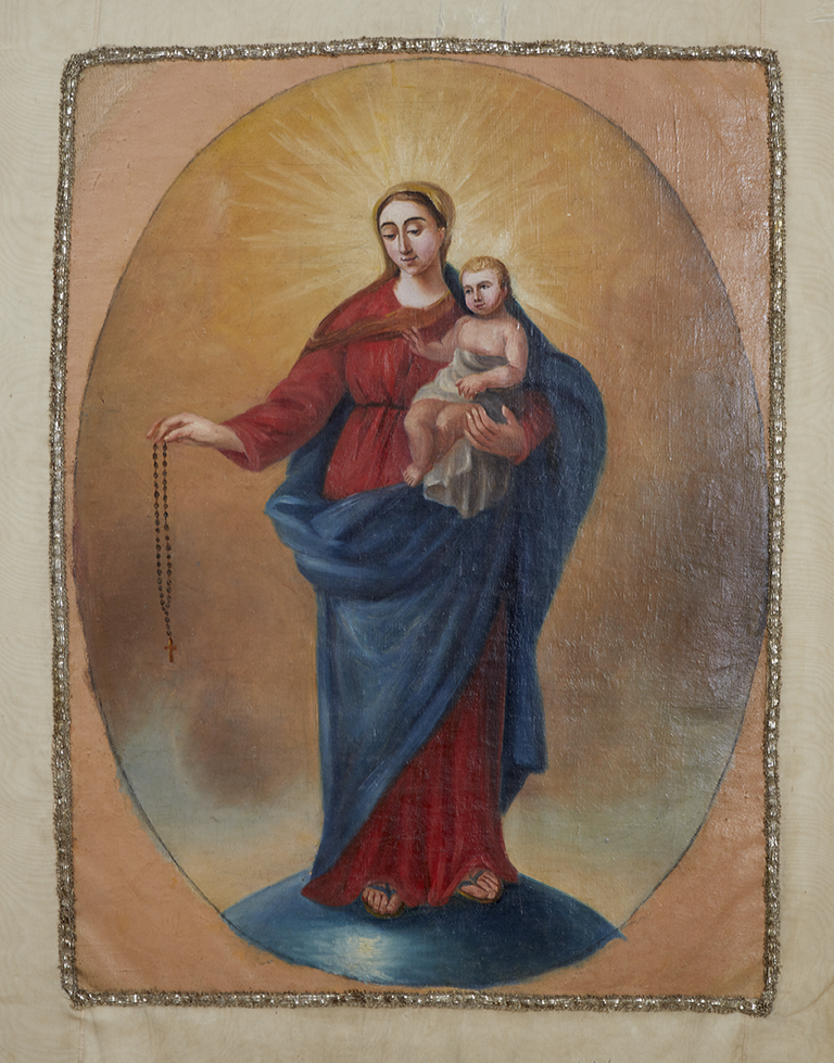 Bannière de procession (n°1) : Vierge à l'Enfant et Nativité