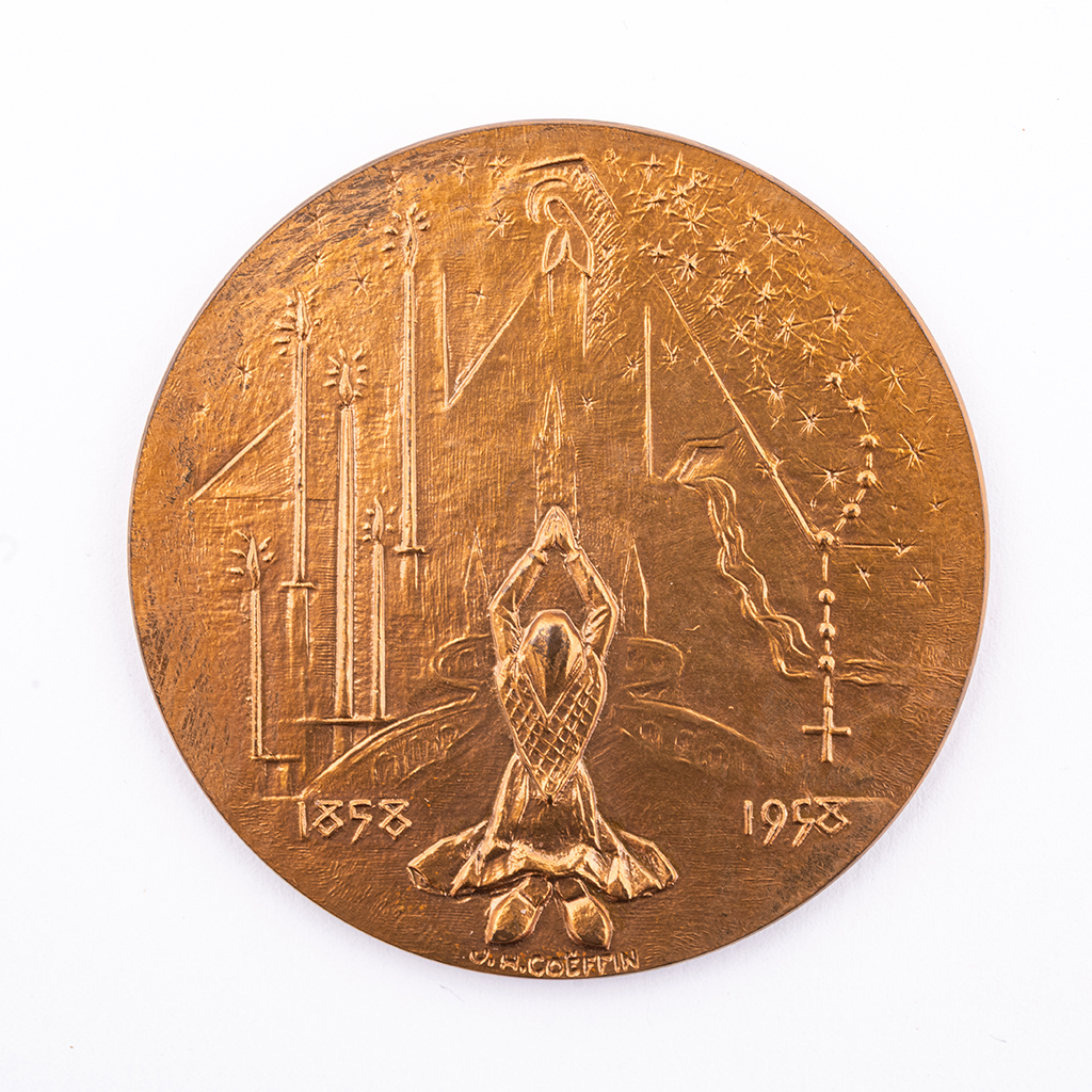 Médaille de dévotion : médaille commémorative du centenaire de l'apparition de Lourdes