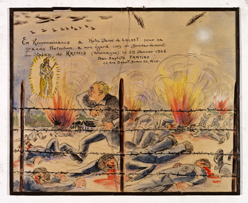 ex-voto, tableau : Bombardement d'un stalag en Allemagne