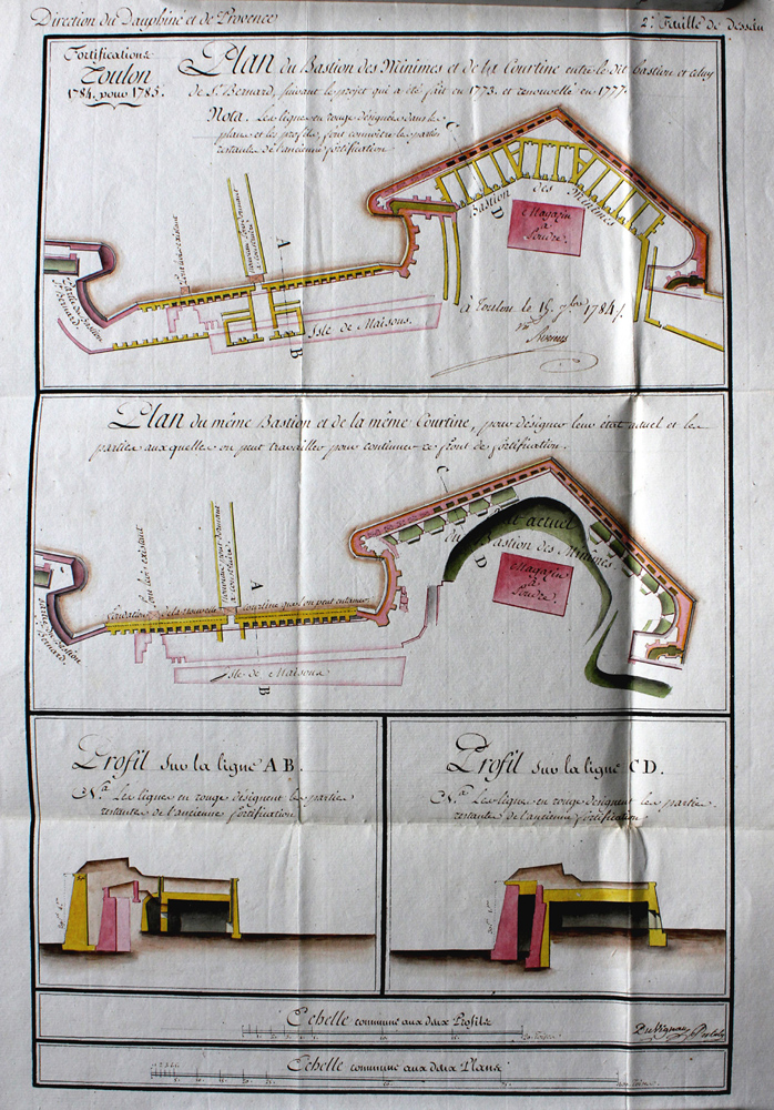 Plan du bastion des Minimes et de la courtine entre ledit bastion et celuy de S. Bernard ...1784
