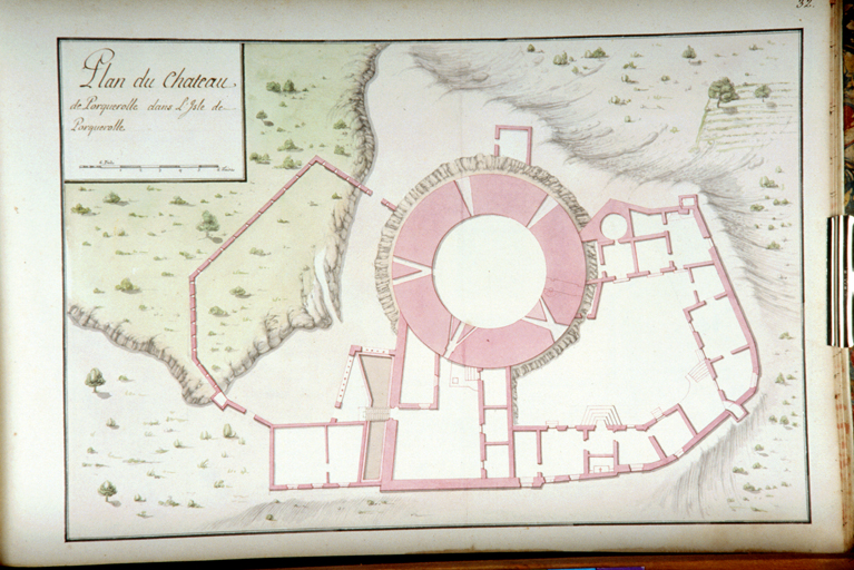 Plan du château de Porquerolle dans l'isle de Porquerolles. 1719