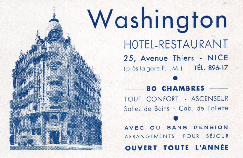 hôtels de voyageurs jumeaux : Hôtel Washington (actuellement immeuble Le Thiers) et Hôtel Rochambeau (actuellement Hôtel So'co)