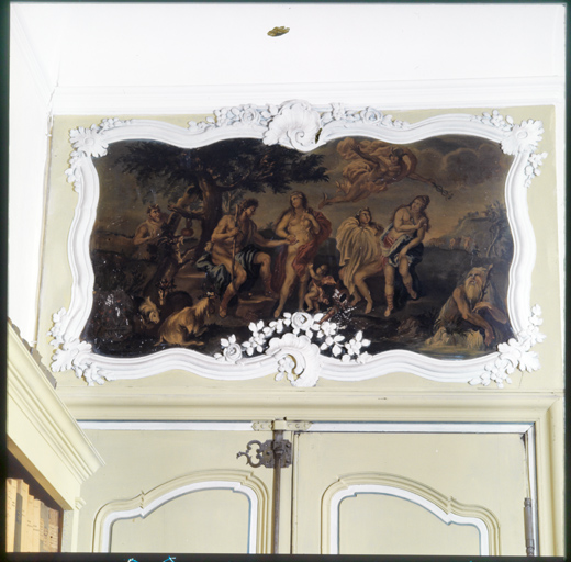 ensemble de deux dessus-de-porte, du trumeau de cheminée, d'un haut-relief  et du plafond - Inventaire Général du Patrimoine Culturel