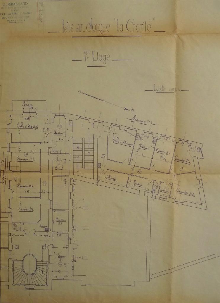 Isle sur Sorgue, la charité, 1er étage, [logements 5 et 6], 1934.