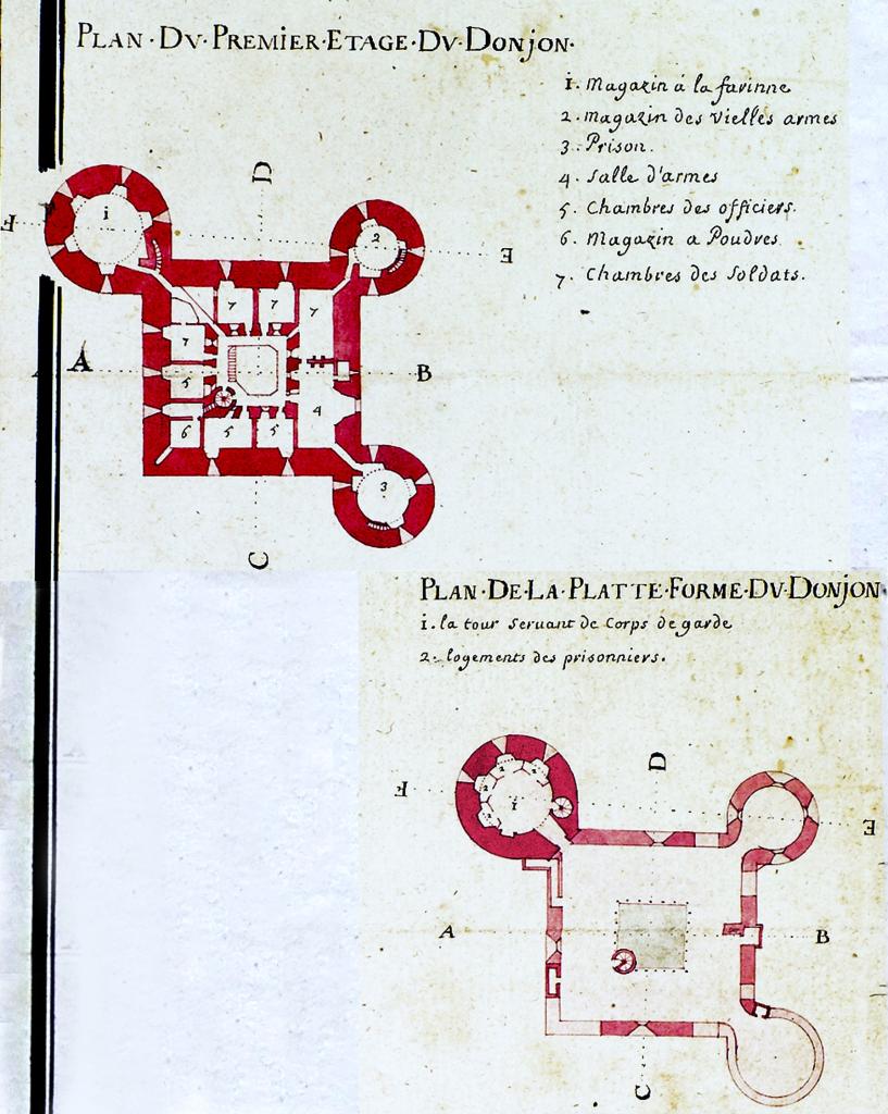 [plans du premier étage et de la plate-forme du donjon du château d'If ], 1702.