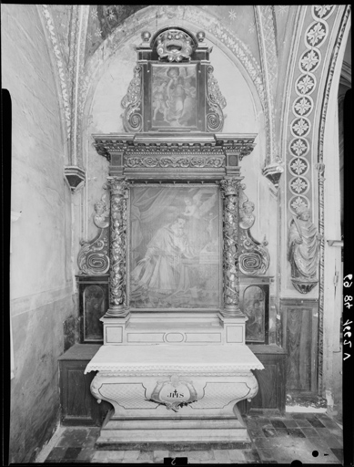 Autel et gradin d'autel de l'autel secondaire de saint Charles Borromée