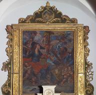Retable et tableau d'autel : saint Jean et saint André accompagnés de la sainte Trinité