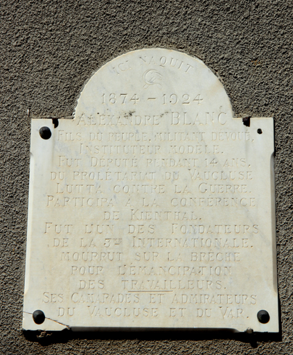 plaque commémorative Alexandre Blanc