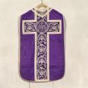ensemble de vêtements liturgiques (N° 5) : chasuble, voile de calice, étole (ornement violet)