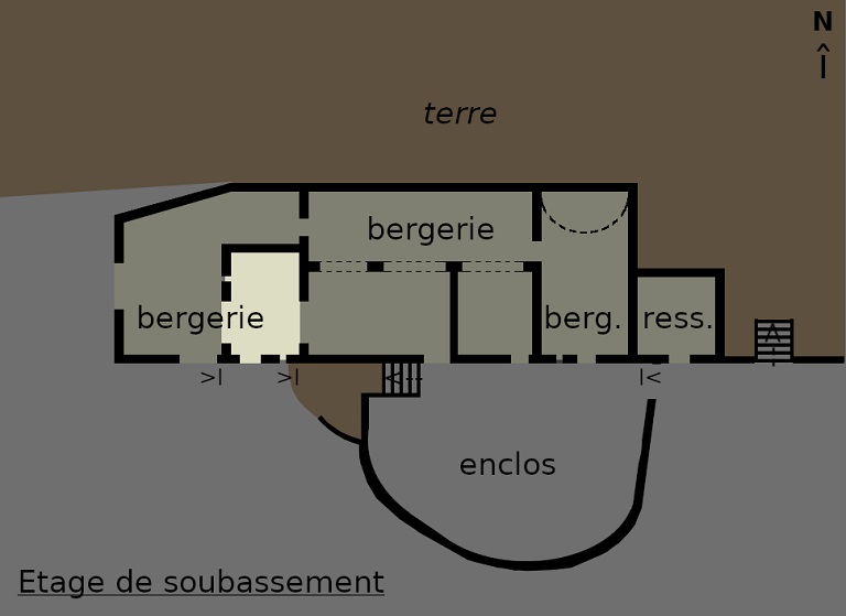 Plan schématique du bâtiment 4 : étage de soubassement.