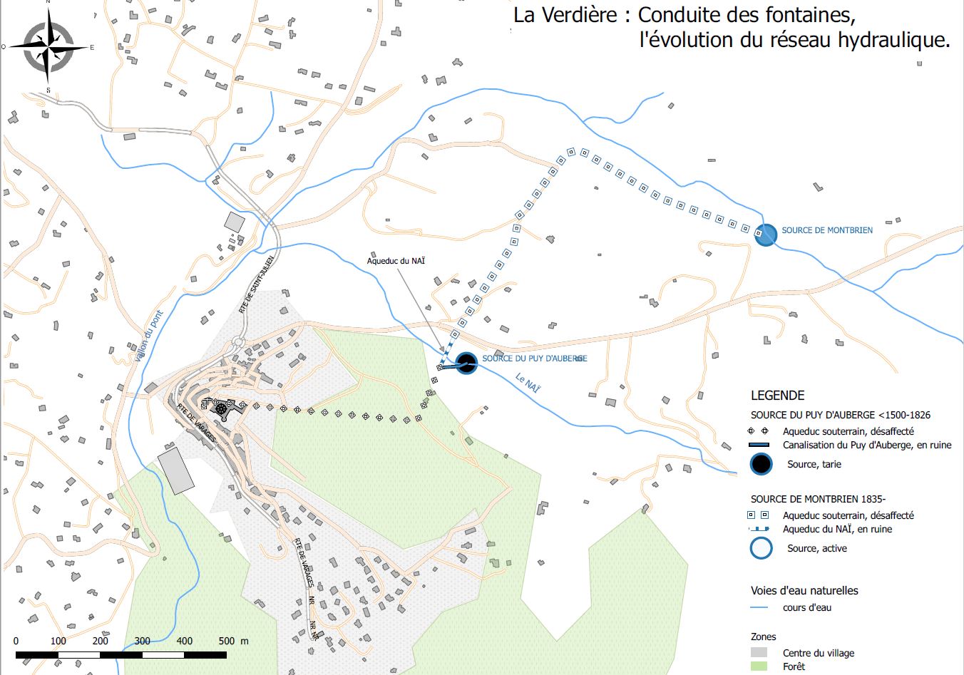 aqueduc dit aussi conduite des Fontaines, galerie de Montbrien, aqueduc des piliers, aujourd'hui aqueduc du Naï