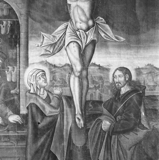 tableau : Calvaire avec saint Crépin et saint Crépinien