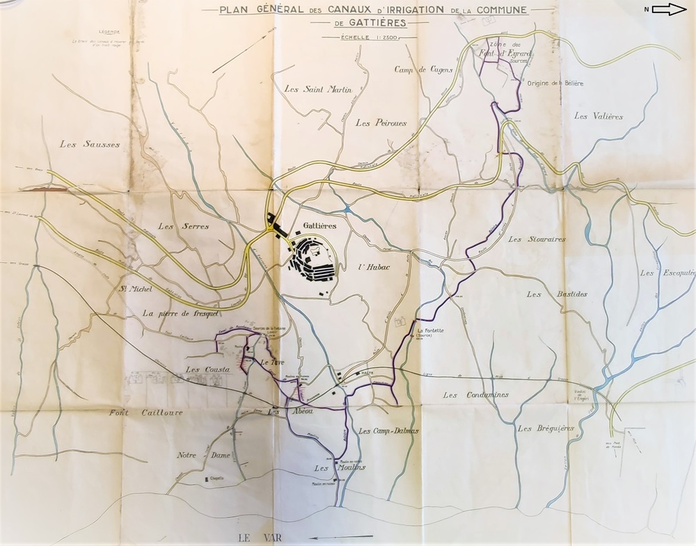 Plan général des canaux d’irrigation de la commune de Gattières, 1931