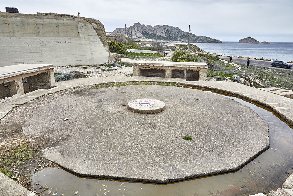 Secteur sud de la batterie, détail de la plate-forme de tir associée à la casemate Regelbau 669 n°4