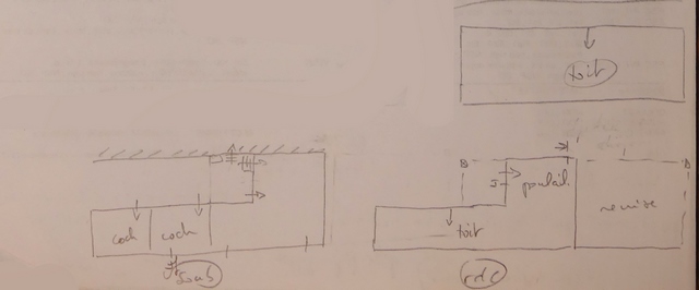 Plans schématiques de la dépendance sud.