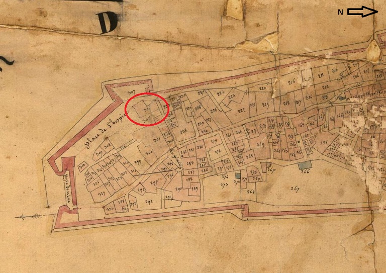 Plan de masse et de situation d'après le cadastre de 1833 (section B, parcelle 306).