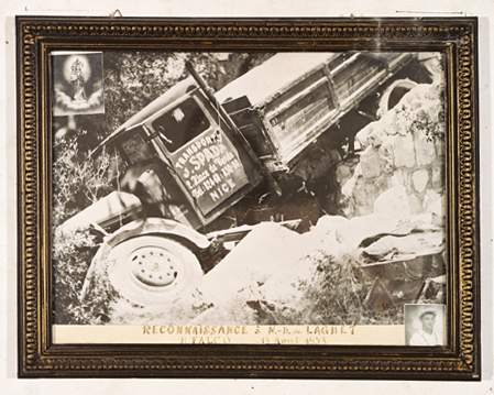 ex-voto, tableau : Camion automobile accidenté, B. Falco