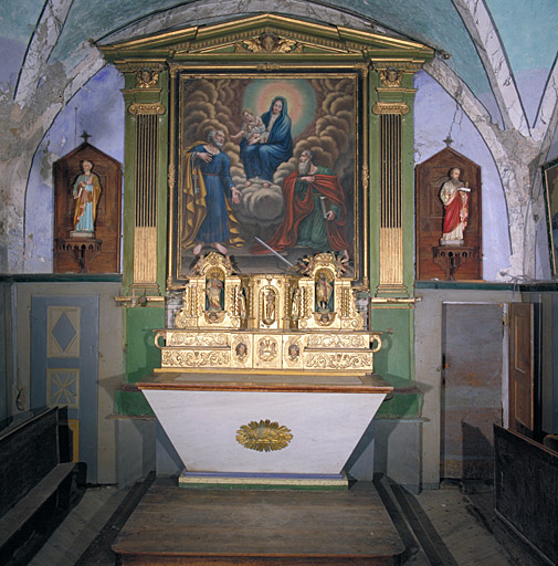 ensemble du maître-autel (retable, tabernacles (2), gradins d'autel (2), statues (5))