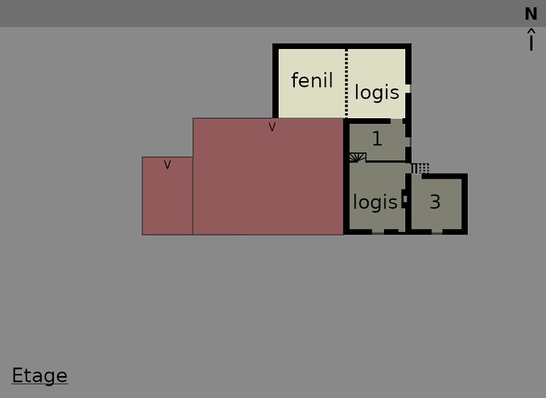 Plan schématique du bâtiment 2 : étage. 