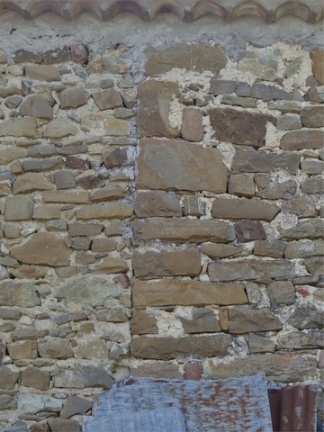 Bâtiment de la grange-étable. Elévation nord, collage de maçonnerie.