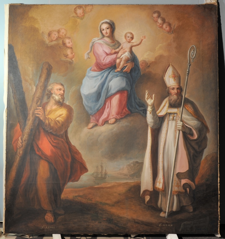 tableau : Vierge à l'Enfant entourée de saint André et de saint Julien