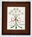 ex-voto, tableau de broderie : Bouquet de fleurs au ruban rouge, Giancarlo