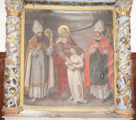 Tableau d'autel : l'Education de la Vierge, saint Eloi et saint Denis