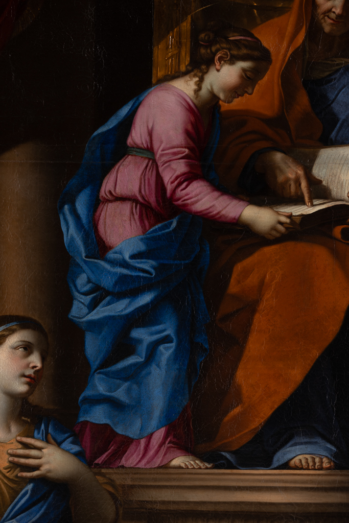 tableau : L'Education de la Vierge, avec sainte Marguerite et saint Blaise de Sébaste